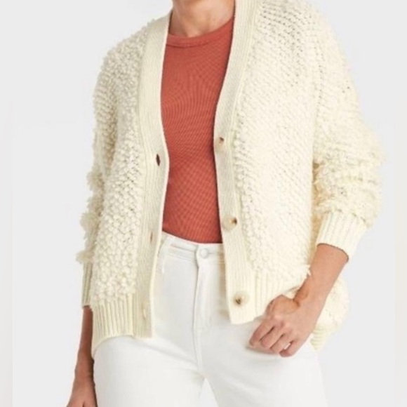 A New Day Loop Stitch Cardigan Cream Sz Med - Picture 7 of 7